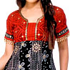 Black with Marron Applique Semi Anarkali Style Suit