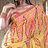 Geometrics Print Beige Crepe Saree