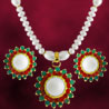 Circular Ruby Emeralds Pearl Set